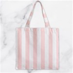 Vertical Stripes - White and Misty Rose Pink Zipper Grocery Tote Bag