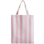 Vertical Stripes - White and Misty Rose Pink Zipper Classic Tote Bag