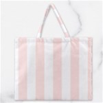 Vertical Stripes - White and Misty Rose Pink Zipper Large Tote Bag