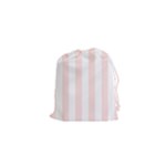 Vertical Stripes - White and Misty Rose Pink Drawstring Pouch (XS)