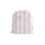 Vertical Stripes - White and Misty Rose Pink Drawstring Pouch (M)
