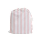 Vertical Stripes - White and Misty Rose Pink Drawstring Pouch (L)