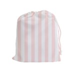 Vertical Stripes - White and Misty Rose Pink Drawstring Pouch (XL)