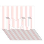 Vertical Stripes - White and Misty Rose Pink I Love You 3D Greeting Card (7x5)