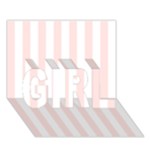 Vertical Stripes - White and Misty Rose Pink GIRL 3D Greeting Card (7x5)
