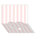 Vertical Stripes - White and Misty Rose Pink Heart Bottom 3D Greeting Card (7x5)