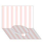Vertical Stripes - White and Misty Rose Pink Circle Bottom 3D Greeting Card (7x5)