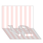Vertical Stripes - White and Misty Rose Pink LOVE Bottom 3D Greeting Card (7x5)