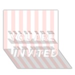 Vertical Stripes - White and Misty Rose Pink YOU ARE INVITED 3D Greeting Card (7x5)