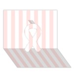 Vertical Stripes - White and Misty Rose Pink Ribbon 3D Greeting Card (7x5)