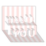 Vertical Stripes - White and Misty Rose Pink Miss You 3D Greeting Card (7x5)