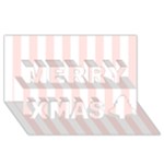 Vertical Stripes - White and Misty Rose Pink Merry Xmas 3D Greeting Card (8x4)