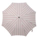 Vertical Stripes - White and Misty Rose Pink Hook Handle Umbrella (Small)