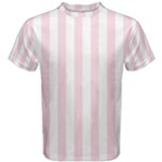 Vertical Stripes - White and Piggy Pink Men s Cotton Tee