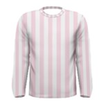 Vertical Stripes - White and Piggy Pink Men s Long Sleeve T-shirt