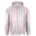 Vertical Stripes - White and Piggy Pink Men s Zipper Hoodie