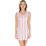 Vertical Stripes - White and Piggy Pink Bodycon Dress