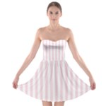 Vertical Stripes - White and Piggy Pink Strapless Bra Top Dress