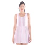Vertical Stripes - White and Piggy Pink Scoop Neck Skater Dress