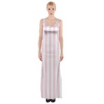 Vertical Stripes - White and Piggy Pink Maxi Thigh Split Dress