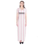Vertical Stripes - White and Piggy Pink Short Sleeve Maxi Dress