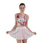 Vertical Stripes - White and Piggy Pink Mini Skirt