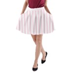 Vertical Stripes - White and Piggy Pink A-Line Pocket Skirt