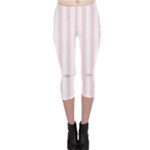 Vertical Stripes - White and Piggy Pink Capri Leggings