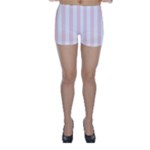 Vertical Stripes - White and Piggy Pink Skinny Shorts