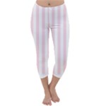 Vertical Stripes - White and Piggy Pink Capri Winter Leggings
