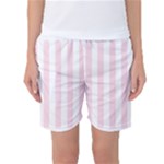 Vertical Stripes - White and Piggy Pink Women s Basketball Shorts