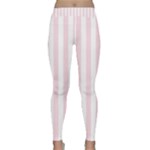 Vertical Stripes - White and Piggy Pink Yoga Leggings