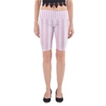 Vertical Stripes - White and Piggy Pink Yoga Cropped Leggings