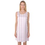 Vertical Stripes - White and Piggy Pink Sleeveless Satin Nightdress