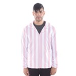 Vertical Stripes - White and Piggy Pink Hooded Wind Breaker (Men)