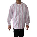 Vertical Stripes - White and Piggy Pink Hooded Wind Breaker (Kids)