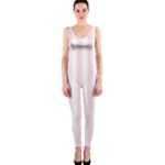 Vertical Stripes - White and Piggy Pink OnePiece Catsuit