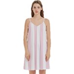 Vertical Stripes - White and Piggy Pink Women s Reversible Sports Bra with Border