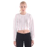Vertical Stripes - White and Piggy Pink Women s Cropped Sweatshirt