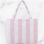 Vertical Stripes - White and Piggy Pink Mini Tote Bag