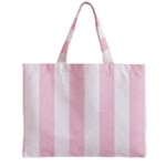Vertical Stripes - White and Piggy Pink Zipper Mini Tote Bag