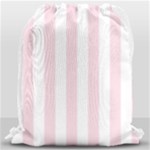 Vertical Stripes - White and Piggy Pink Drawstring Bag (Large)