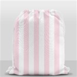Vertical Stripes - White and Piggy Pink Drawstring Bag (Small)