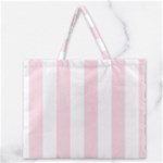 Vertical Stripes - White and Piggy Pink Zipper Large Tote Bag