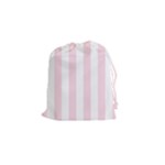 Vertical Stripes - White and Piggy Pink Drawstring Pouch (S)