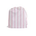 Vertical Stripes - White and Piggy Pink Drawstring Pouch (L)