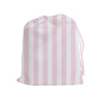 Vertical Stripes - White and Piggy Pink Drawstring Pouch (XL)