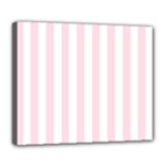 Vertical Stripes - White and Piggy Pink Deluxe Canvas 24  x 20  (Stretched)