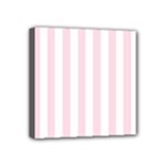 Vertical Stripes - White and Piggy Pink Mini Canvas 4  x 4  (Stretched)