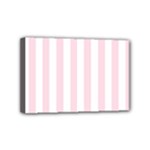 Vertical Stripes - White and Piggy Pink Mini Canvas 6  x 4  (Stretched)
